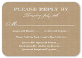 burlap and lace wedding response card