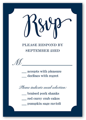 Simple Shimmer Wedding Response Card, Blue, Matte, Pearl Shimmer Cardstock, Square, Navy