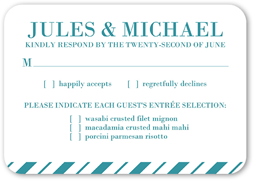 Enchanted Ending Wedding Response Card, Blue, Matte, Signature Smooth Cardstock, Rounded, Deep Turquoise