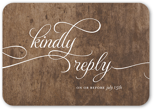 Classic Calligraphy Wedding Response Card, Brown, 100% Recycled Cardstock , Rounded, Brown