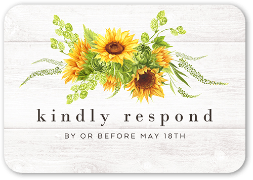 Bright Sunflower Wedding Response Card, White, 100% Recycled Cardstock , Rounded