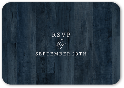 Simple Woodgrain Wedding Response Card, Blue, Matte, Signature Smooth Cardstock, Rounded