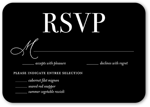 Modern Photo Wedding Response Card, Black, Pearl Shimmer Cardstock, Rounded