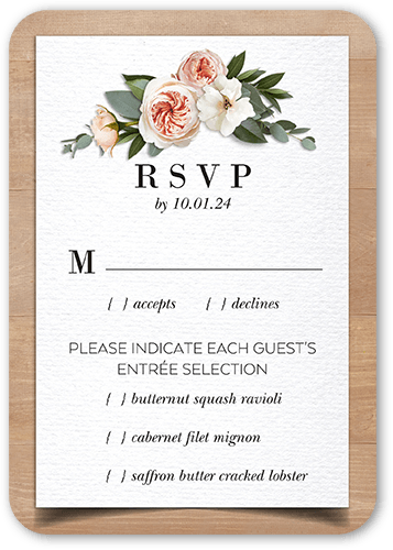 Bohemian Flowers Wedding Response Card, Beige, Matte, Signature Smooth Cardstock, Rounded, Beige