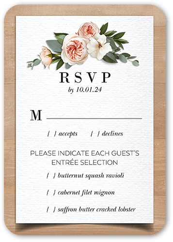 Bohemian Flowers Wedding Response Card, Beige, Matte, Signature Smooth Cardstock, Rounded