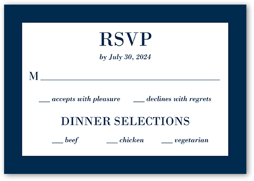 Purely Classic Wedding Response Card, Blue, Matte, Signature Smooth Cardstock, Square