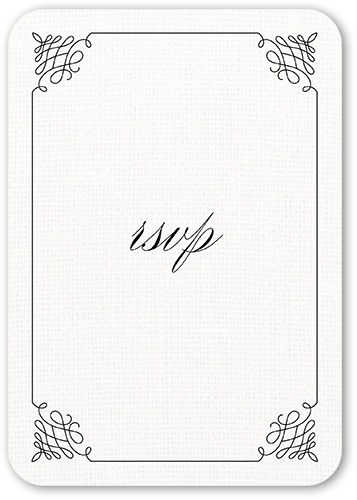 Fancy Linen Wedding Response Card, White, Matte, Signature Smooth Cardstock, Rounded