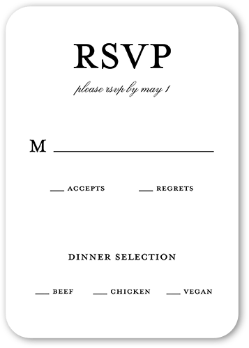 Clean And Modern Wedding Response Card, White, 100% Recycled Cardstock ?, Rounded