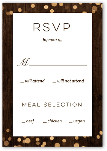 Rustic Shimmer Wedding Response Card, Brown, Matte, Standard Smooth Cardstock, Square, Wood