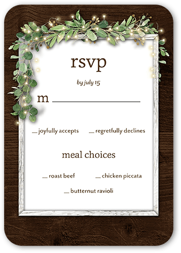 Leafy Scroll Wedding Response Card, Brown, Matte, Signature Smooth Cardstock, Rounded