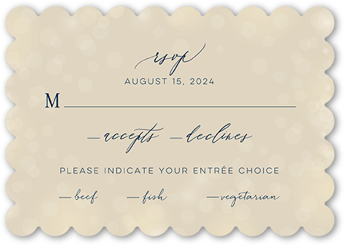 Twinkling Curtain Wedding Response Card, Blue, Signature Smooth Cardstock, Scallop