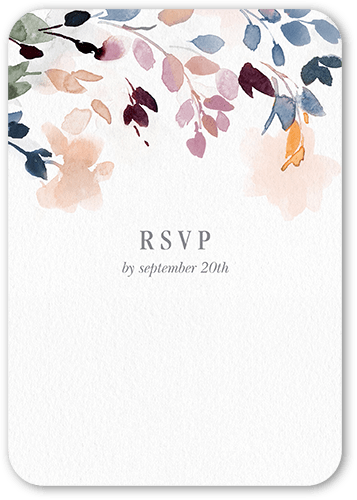 Wild Watercolor Wedding Response Card, Blue, 100% Recycled Cardstock ?, Rounded