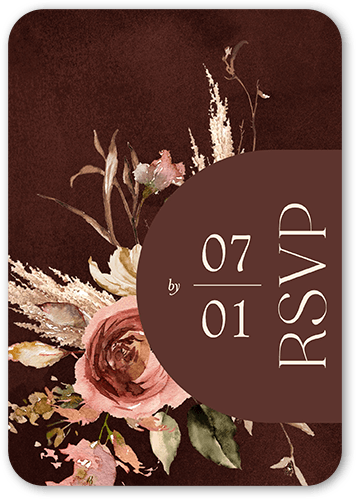 Harvest Bouquet Wedding Response Card, Beige, Pearl Shimmer Cardstock, Rounded