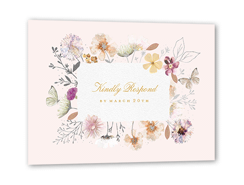 Fairy Tale Wedding Wedding Response Card, Pink, Silver Foil, Matte, Signature Smooth Cardstock, Square