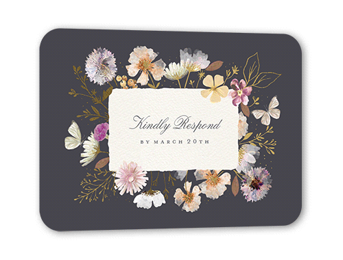 Fairy Tale Wedding Wedding Response Card, Grey, Gold Foil, Pearl Shimmer Cardstock, Rounded