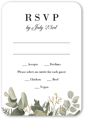 Emerging Floral Wedding Response Card, Grey, Matte, Signature Smooth Cardstock, Rounded