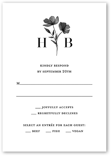 Pressed Flowers Wedding Response Card, Beige, Matte, 100% Recycled Cardstock , Square