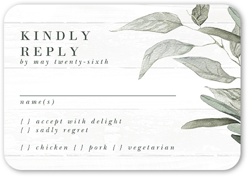 Stamped Leaf Wedding Response Card, Beige, 100% Recycled Cardstock , Rounded, Quarry