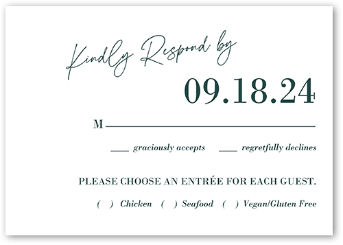 Elegant Formula Wedding Response Card, Green, Matte, Signature Smooth Cardstock, Square