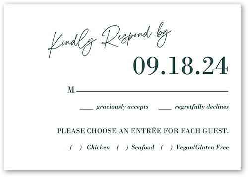 Elegant Formula Wedding Response Card, Green, Matte, Pearl Shimmer Cardstock, Square