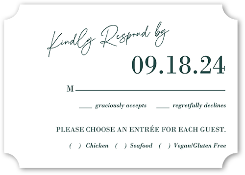Elegant Formula Wedding Response Card, Green, Signature Smooth Cardstock, Ticket