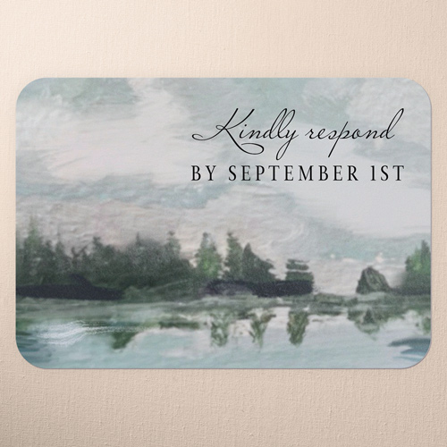 Mountain Lake Wedding Response Card, White, Pearl Shimmer Cardstock, Rounded, White