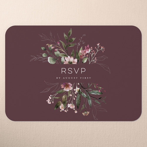 Delicate Perennials Wedding Response Card, Purple, Matte, Signature Smooth Cardstock, Rounded