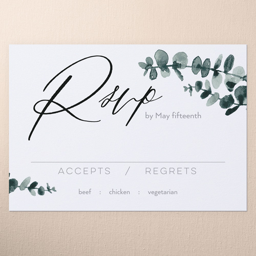 Minimal Anemone Wedding Response Card, Black, Matte, 100% Recycled Cardstock , Square, Black