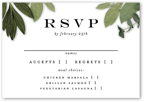 Lit Foliage Wedding Response Card, Black, Matte, 100% Recycled Cardstock , Square