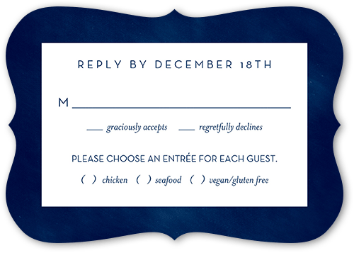 Cloudy Tints Wedding Response Card, Blue, Pearl Shimmer Cardstock, Bracket