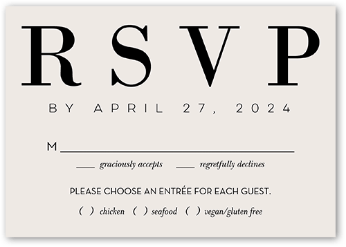Big Letters Wedding Response Card, Grey, Matte, 100% Recycled Cardstock , Square