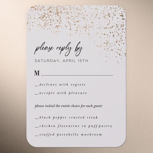 Sparks Fly Wedding Response Card, White, 100% Recycled Cardstock , Rounded