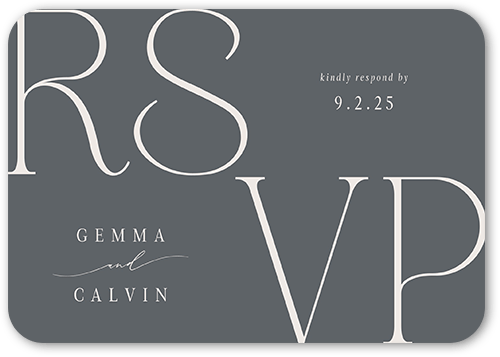 Graceful Gathering Wedding Response Card, Gray, Matte, Signature Smooth Cardstock, Rounded, Gray