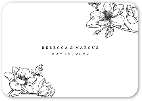 Marvelous Magnolia Wedding Response Card, White, 100% Recycled Cardstock , Rounded, White