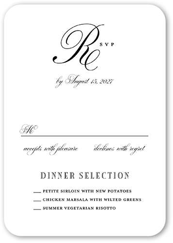 Romantic Rose Wedding Response Card, Beige, Signature Smooth Cardstock, Rounded, Antique White