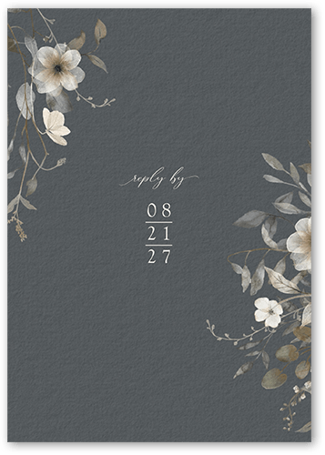 Blissful Bloom Wedding Response Card, Gray, Matte, 100% Recycled Cardstock , Square, Gray