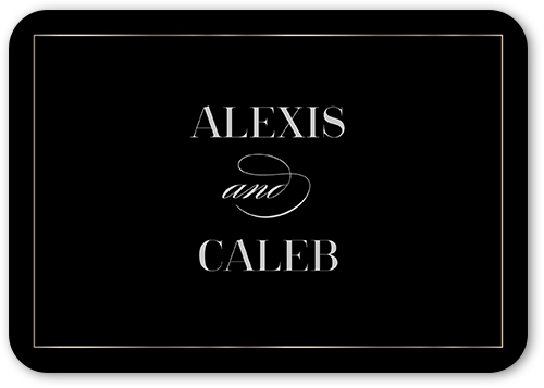 Elegantly Engaged Wedding Response Card, Black, Matte, Signature Smooth Cardstock, Rounded, Black