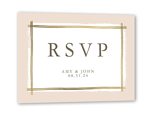 Glistening Gathering Wedding Response Card, Gold Foil, Pink, Matte, Signature Smooth Cardstock, Square