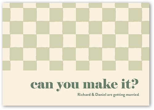 Checkerboard Chapel Wedding Response Card, Green, Matte, 100% Recycled Cardstock , Square, Sage