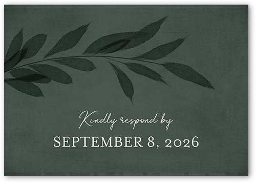 Pressed Leaves Wedding Response Card, Green, Matte, Signature Smooth Cardstock, Square, Green
