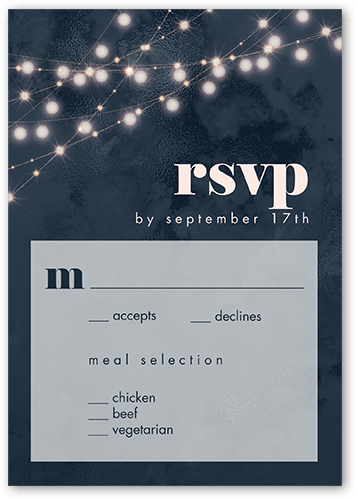 Winsome Wanderlust Wedding Response Card, Blue, Matte, Pearl Shimmer Cardstock, Square, Navy