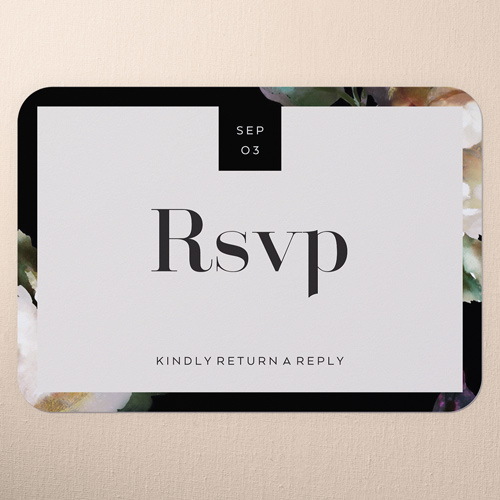 Forged Blooms Wedding Response Card, White, 100% Recycled Cardstock , Rounded
