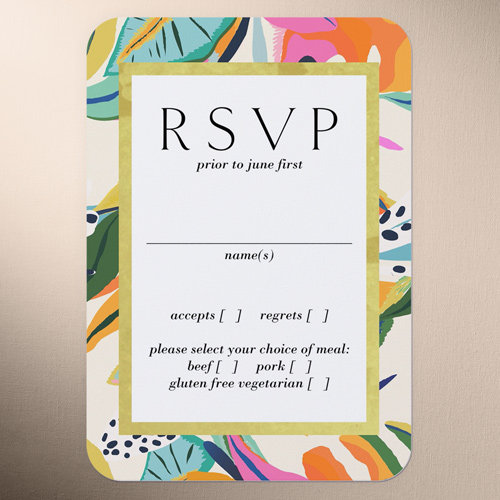 Vibrant Garden Wedding Response Card, Blue, Matte, Signature Smooth Cardstock, Rounded