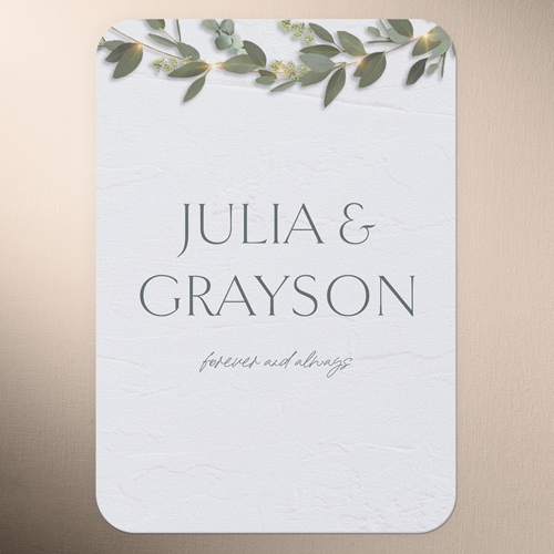 Laced Laurels Wedding Response Card, White, 100% Recycled Cardstock , Rounded, White