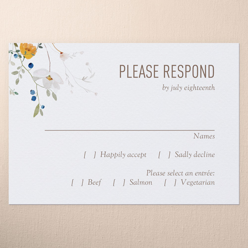 Tranquil Flowers Wedding Response Card, White, Write Your Own Greeting, Matte, Signature Smooth Cardstock, Square
