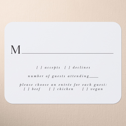 Wooden Wonders Wedding Response Card, White, Pearl Shimmer Cardstock, Rounded