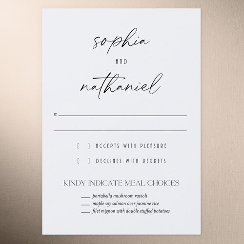 Soothing Showcase Wedding Response Card, Black, Write Your Own Greeting, Matte, 100% Recycled Cardstock , Square
