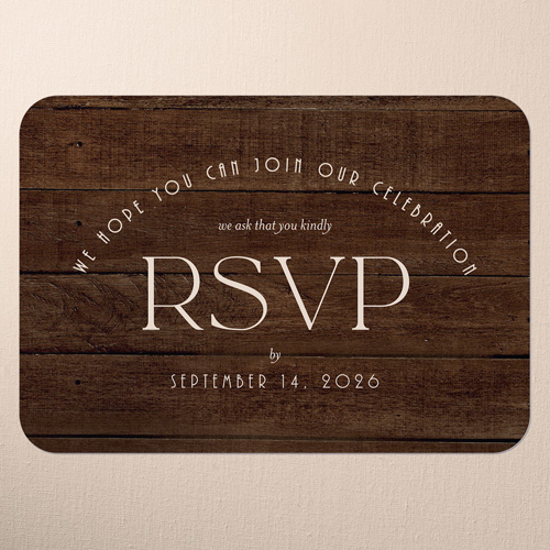 Timber Ties Wedding Response Card, Brown, Matte, Signature Smooth Cardstock, Rounded