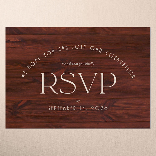 Timber Ties Wedding Response Card, Purple, Matte, Pearl Shimmer Cardstock, Square, Merlot