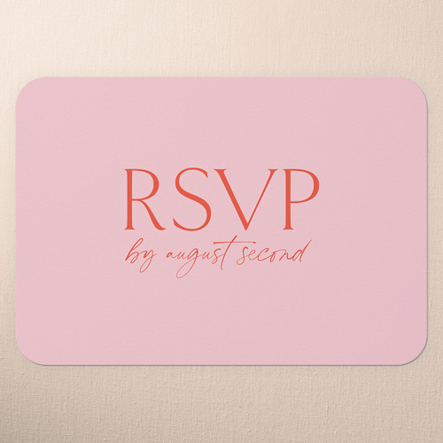 Editable Edition Wedding Response Card, Red, Write Your Own, Matte, Signature Smooth Cardstock, Rounded, Soft Pink